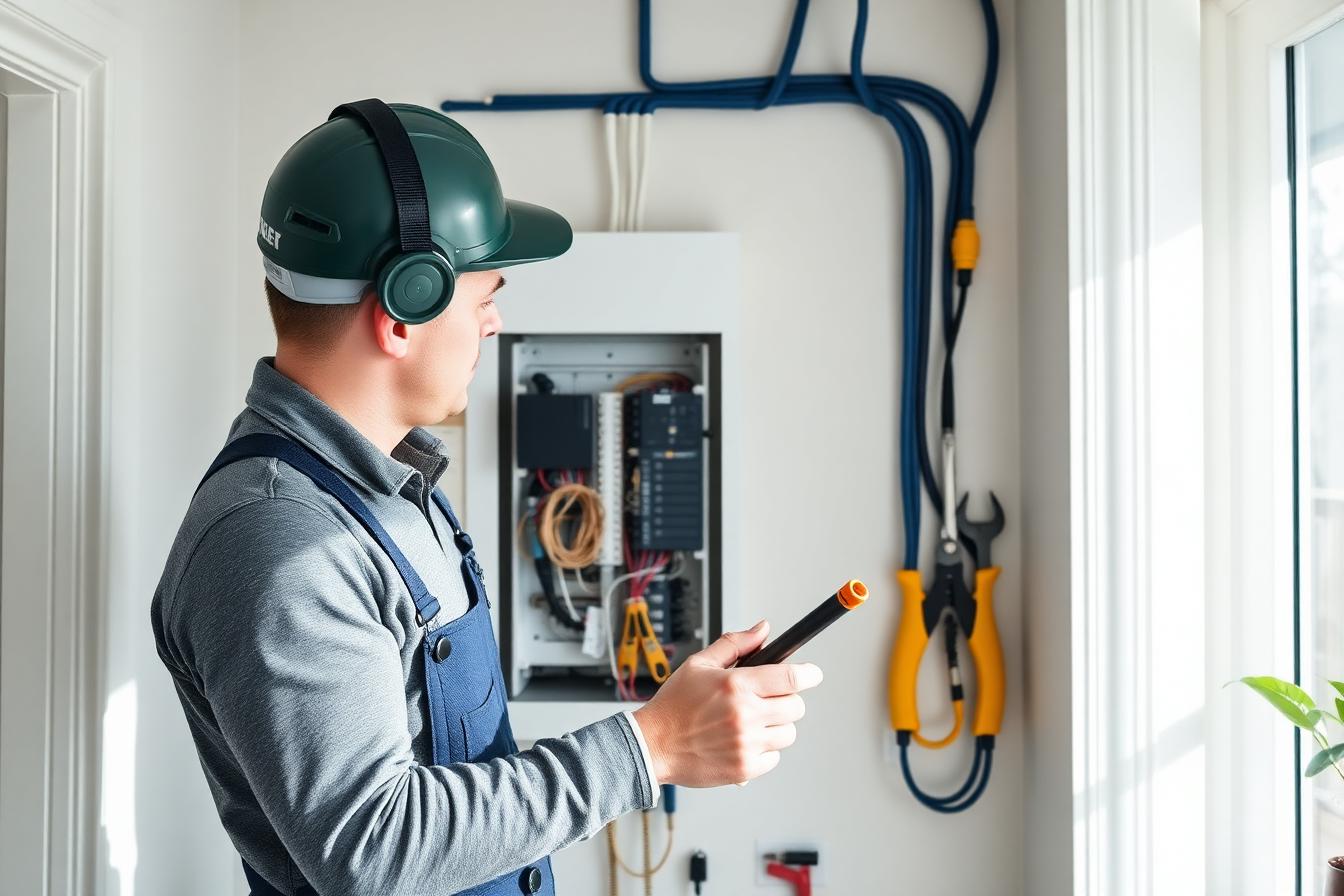 Elektriker fra knudsen&hjortsholt arbejder ved en el-tavle